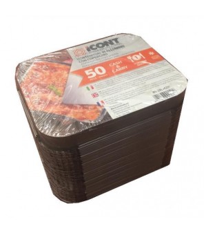 ICONT ALUMINUM CONTAINERS R1-28L 1 PORTIONS WITH LIDS 50 PIECES