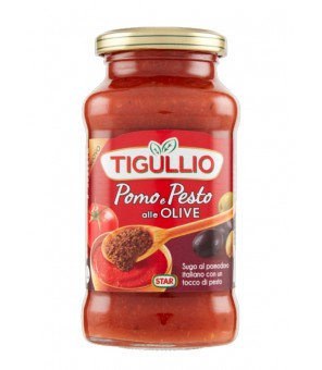 SALSA DE TOMATE TIGULLIO CON PESTO Y OLIVAS 300 GR