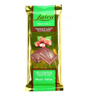 BARRA DE CHOCOLATE LAICA RELLENA DE AVELLANA 100 GR