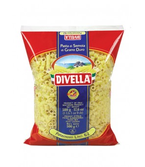 DIVELLA DURUM VETE SEMOLINA PATERNOSTI SMOOTH PASTA 62 GR 500 X 24