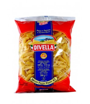 DIVELLA PASTA DI SEMOLA DI GRANO DURO MEZZE PENNE RIGATE 42 GR 500 X 24