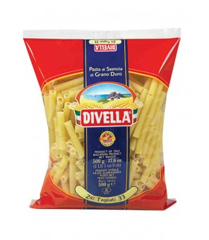 DIVELLA DURUM TARWE SEMOLINA PASTA GESNEDEN ZITI 33 GR 500 X 24