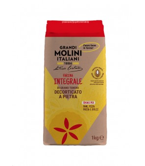 STOR ITALIANSK MOLINI HELMJÖL, STEN-DEKORTERAD 1 KG