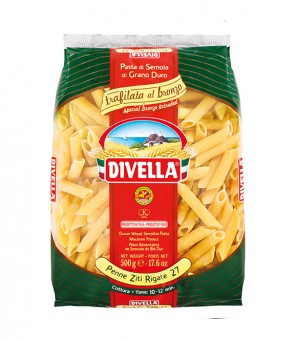 DIVELLA PENNE ZITI BRĄZ W PASKI RYSOWANE 27 GR. 500X24