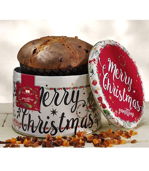 BORSARI CLASSIC PANETTONE IN TIN MERRY CHRISTMAS KG. 1