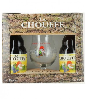 LA CHOUFFE PACKAGE 2 BOTTLES CL.33 + 1 GLASS CL.33