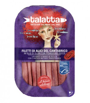 TALATTA FILETTI ALICI CANTABRICO CON POMODORO SECCO GR.70