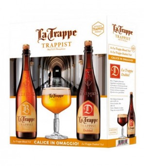 CERVEZA LA TRAPPE PACK DE 2 BOTELLAS CL.75 + 1 VASO