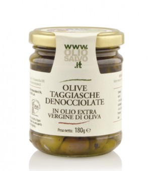 SAUF OLIVES TAGGIASCHE DÉNOYAUTÉES À L'HUILE D'OLIVE GR.180