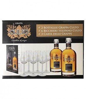 CULT GRAPPA DI AMARONE KIT 2 BOTELLAS + 6 COPAS