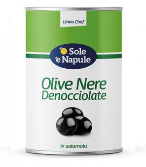 O' SOLE E' NAPULE ACEITUNAS NEGRAS DESHUESADAS LINEA CHEF KG. 4.05