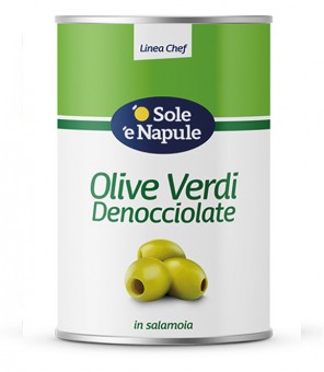 O' SOLE E' NAPULE ONTPITTE GROENE OLIJVEN CHEF LINE KG. 4.05