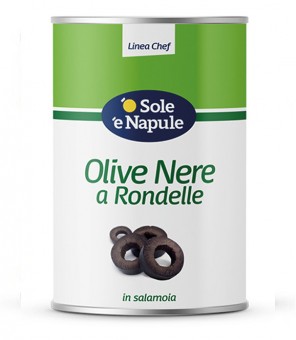 O' SOLE E' NAPULE ACEITUNAS NEGRAS EN RODAJAS LÍNEA CHEF KG. 4.05