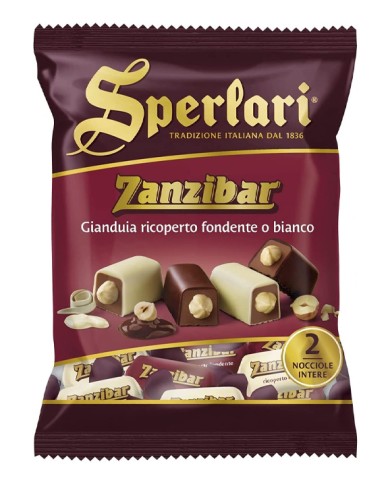 SPERLARI TORRONCINI ZANZIBAR RICOPERTO FONDENTE O BIANCO GR.117