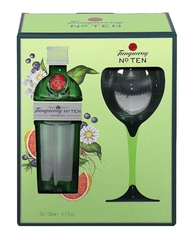 TANQUERAY GIN TEN CL.70 CAJA DE REGALO CON VASO GLOBO