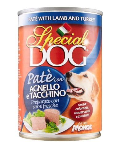 SPECIAL DOG PATE' DI AGNELLO E TACCHINO GR.400 X 12