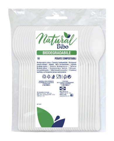 BIBO CUCCHIAI NATURAL BIODEGRADABILE 50 PEZZI