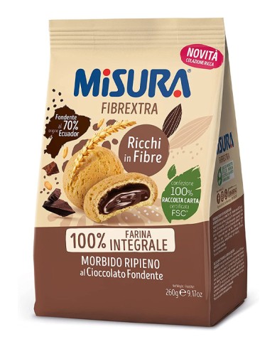 BISCUITS MISURA FIBREXTRA FOURRÉS AU CHOCOLAT NOIR 260 GR