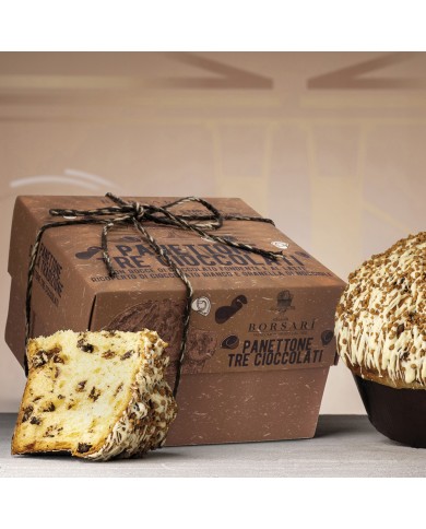 BORSARI PANETTONE TRE CHOKLAD I RUSTICI GR.750