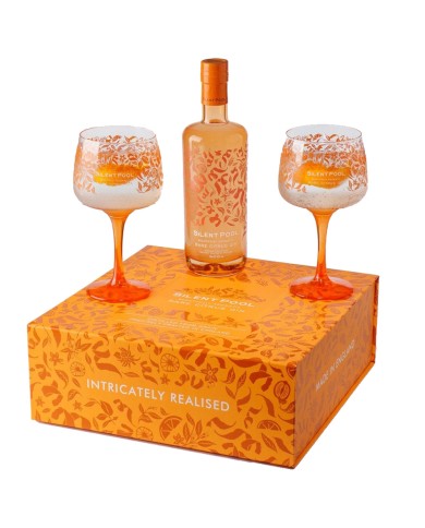 LA VALDOTAINE GIN SILENT POOL RARE CITRUS BOTTLE PACKAGE WITH 2 BICCHIERI