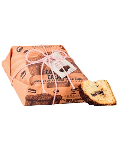 BORSARI COLOMBA CREMINO AVEC GOUTTES DE CHOCOLAT BLANC ET GIANDUIA GR.750