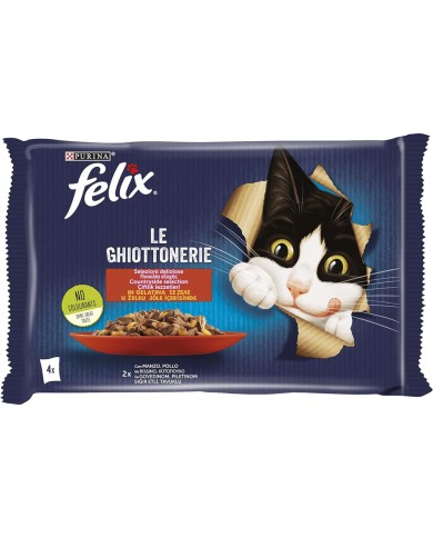 FELIX LE GITOTTONERIE NASSFUTTER FÜR KATZEN MIT RIND UND HUHN GR.85 X 4 STÜCK