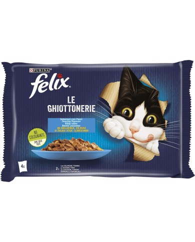 FELIX LE GHIOTTONERIE CIBO UMIDO PER GATTI CON SALMONE E TONNO GR.84 X 4 PEZZI