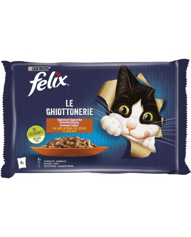 FELIX LE GHIOTTONERIE CIBO UMIDO PER GATTI CON CONIGLIO E AGNELLO GR.85 X 4 PEZZI