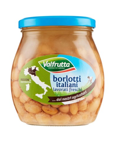 VALFRUTTA ITALIAN BORLOTTI BEANS IN GLASS GR.570
