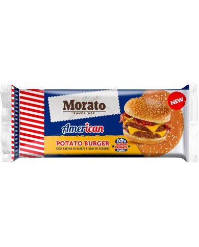 HAMBURGUESA DE PATATA AMERICANA MORATO CON SÉSAMO GR.300 X 4 PIEZAS