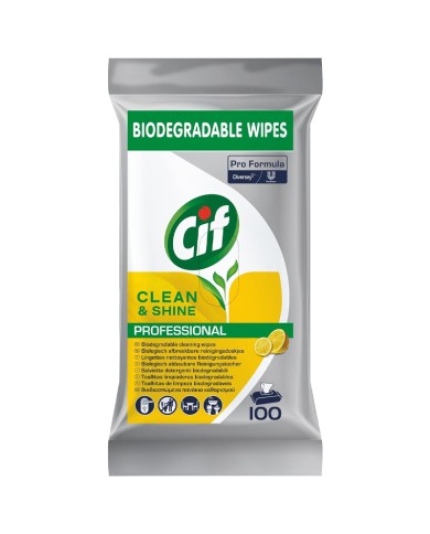 CIF CLEAN & SHINE LINGETTES CITRON PROFESSIONNELLES 100 PIÈCES