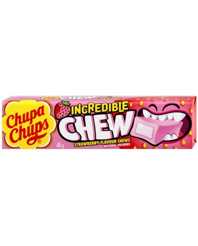 CHUPA CHUPS INCREDIBLE CHEW STRAWBERRY CANDY X 20 PIECES