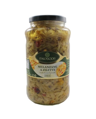 ITALCARCIOFI MELANZANE A FILETTI IN OLIO DI SEMI DI GIRASOLE ML.3100