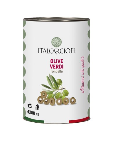 ITALCARCIOFI ACEITUNAS VERDES LONCHEADAS NATURALES ML.4250