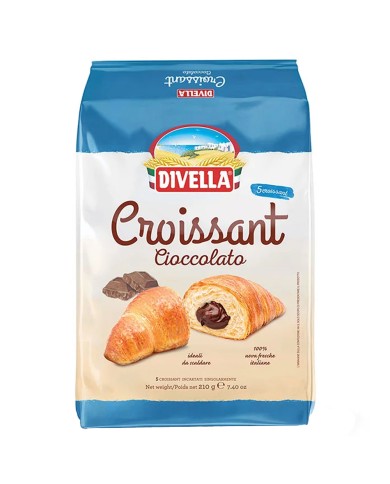 DIVELLA CROISSANT AU CHOCOLAT GR.210 X 5 PIÈCES