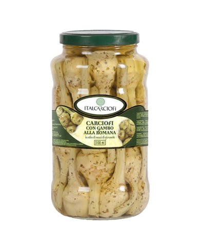 ITALCARCIOFI CARCIOFI CON GAMBO ALLA ROMANA IN OLIO DI SEMI DI GIRASOLE ML.3100