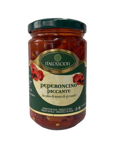 ITALCARCIOFI PEPERONCINI PICCANTI A RONDELLE IN OLIO DI SEMI DI GIRASOLE ML.3100