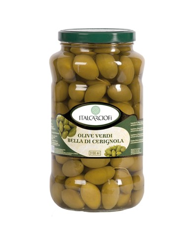 ITALCARCIOFI BELLA DI CERIGNOLA GREEN OLIVES IN BRINE ML.3100