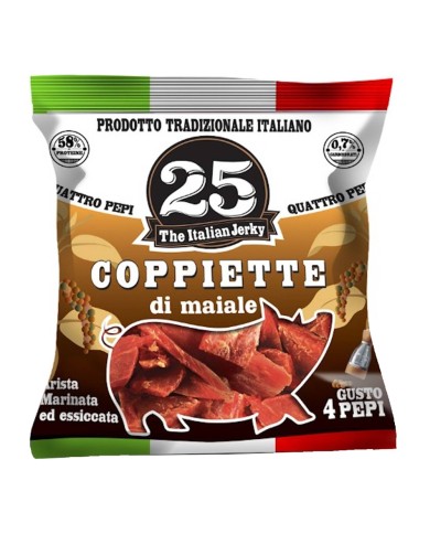 25 LES COUPLES JERKY ITALIENS DE PORC AVEC 4 PEPI GR.25