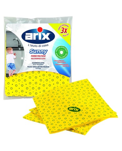 ARIX PAÑO MULTIUSOS AMARILLO SOLEADO 36 X 38 CM X 3 PIEZAS