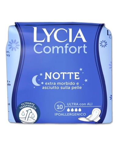 LYCIA COMFORT ULTRA NIGHT PADS WITH WINGS X 10 PIECES