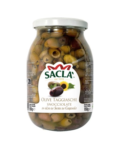 SACLA ' OLIVES TAGGIASCA DÉPÔTÉES À L'HUILE DE GRAINES DE TOURNESOL GR.950