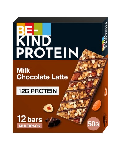 BE KIND BARRITAS DE PROTEÍNA CHOCOLATE CON LECHE CAFÉ Y MANÍ GR.50 X 12 PIEZAS