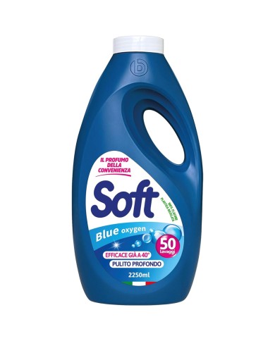 SOFT DETERSIVO LAVATRICE LIQUIDO BLU OXYGEN 50 LAVAGGI 2250 ML.