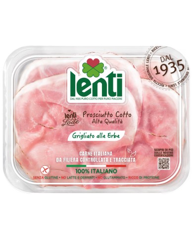 JAMBON CUIT DE HAUTE QUALITÉ LENTI 100% ITALIEN AUX HERBES BARQUE GR.100