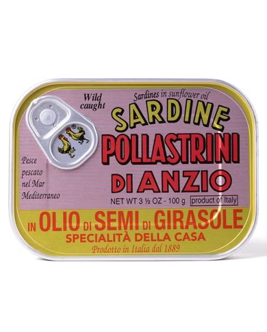 SARDINES AU POULET À POLLASTRINI HUILE DE TOURNESOL GR.100